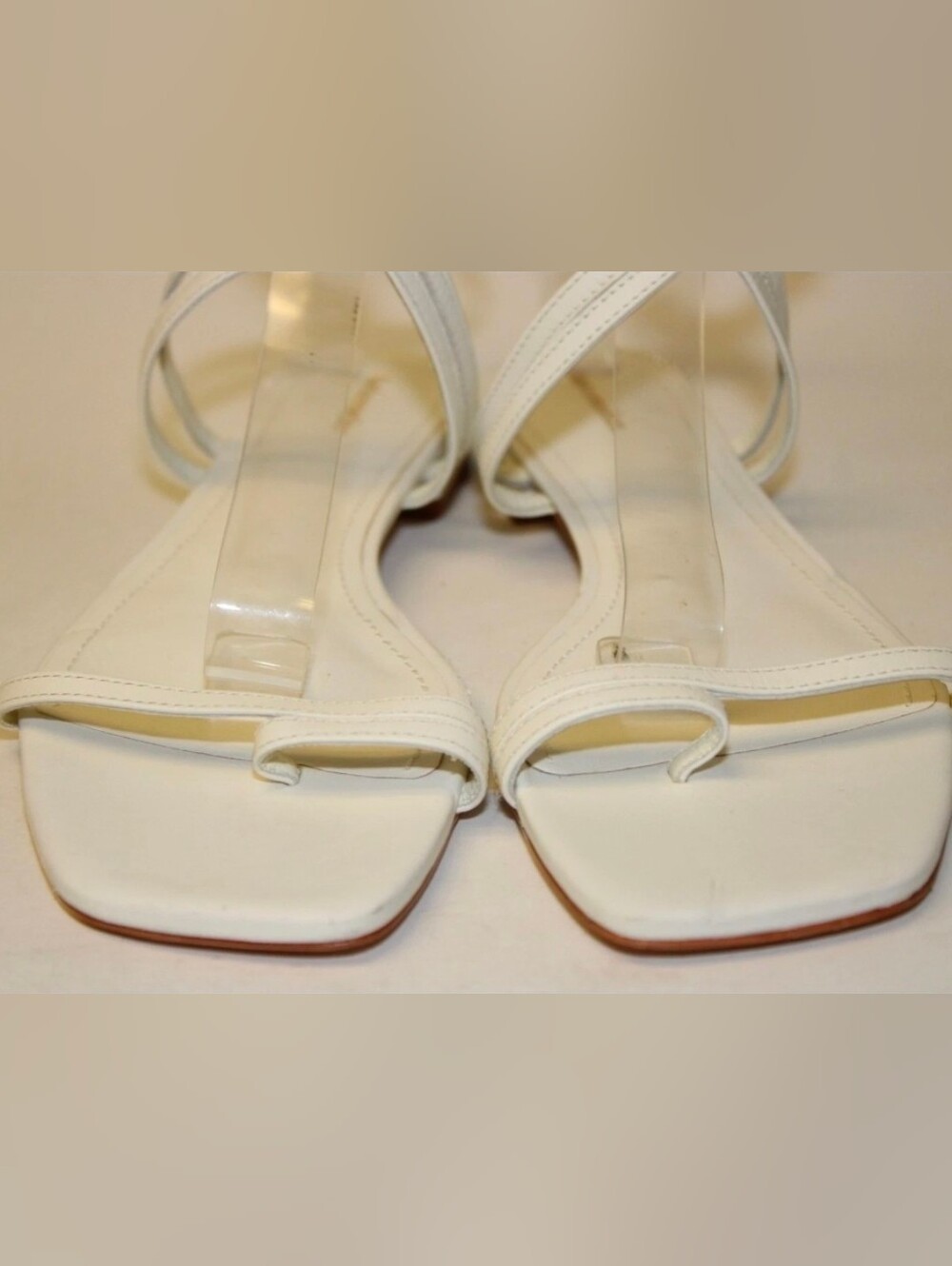 Reformation Sandals NEW White Leather Toe Ring Ankle Strappy Shoes Sandals 8 - Picture 7 of 16
